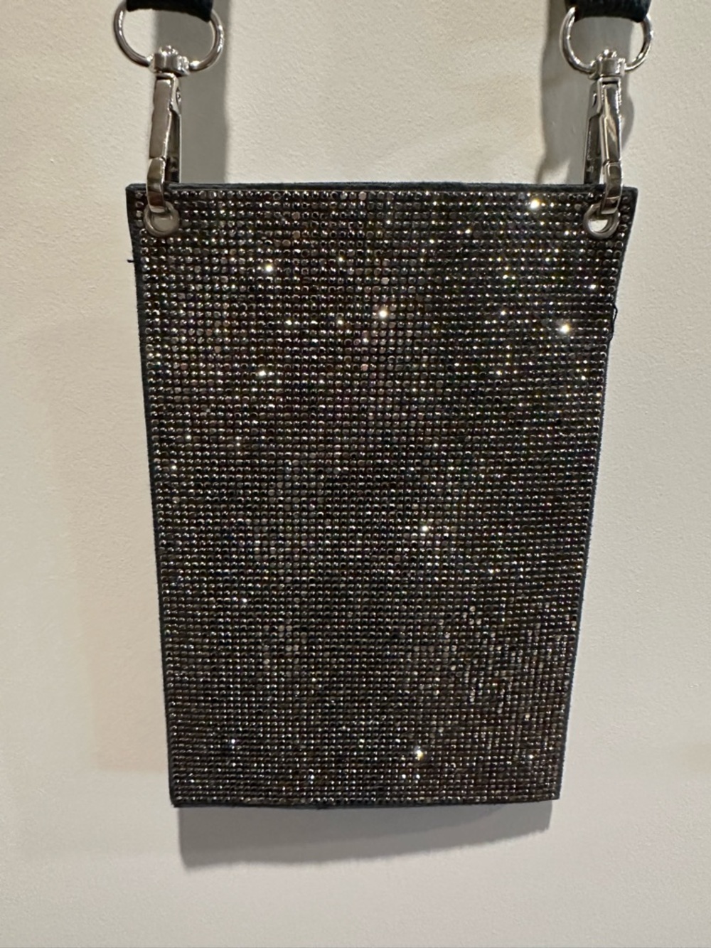 Black Sparkle Crossbody Phone Bag - Women